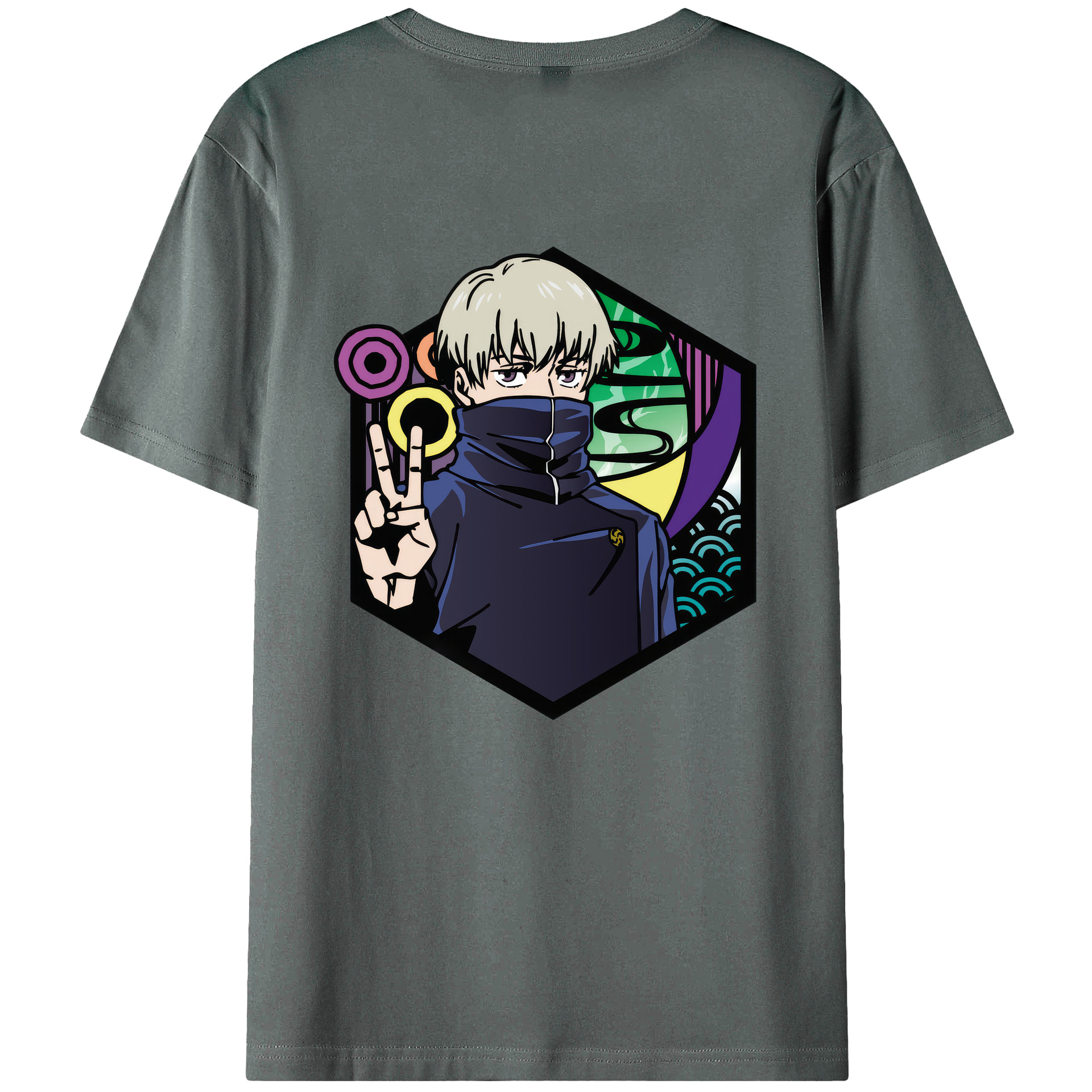 （画像用） 呪術廻戦 Jujutsu Kaisen 綿100％ メンズ半袖Tシャツ（バックプリント） 通気性